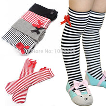 Free pingHot Cotton Kid Baby Bowknot Stripes In tube Socks 1-8Y Girls Dress High NW