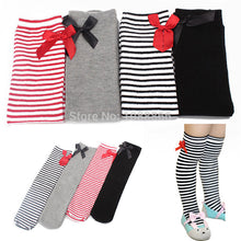 Free pingHot Cotton Kid Baby Bowknot Stripes In tube Socks 1-8Y Girls Dress High NW
