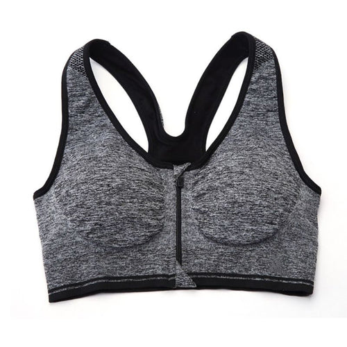 Front Zip Women Racerback exercise Bra Fitness Padded Stretch Workout Top Tank NW