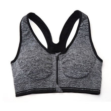 Front Zip Women Racerback exercise Bra Fitness Padded Stretch Workout Top Tank NW