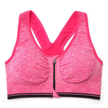 Front Zip Women Racerback exercise Bra Fitness Padded Stretch Workout Top Tank NW