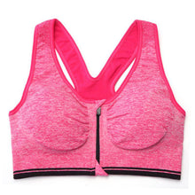 Front Zip Women Racerback exercise Bra Fitness Padded Stretch Workout Top Tank NW