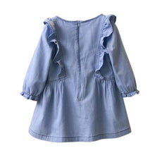 Girl Denim Dress Retro Kids Long Sleeve Jeans Tutu Dresses 1-6Y Children Clothing NW