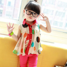 Girls Child Shirts Polka Dot Lapel Sleeveless Chiffon Party Tops Blouse 2-7Y NW