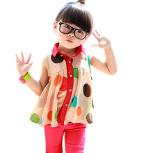 Girls Child Shirts Polka Dot Lapel Sleeveless Chiffon Party Tops Blouse 2-7Y NW