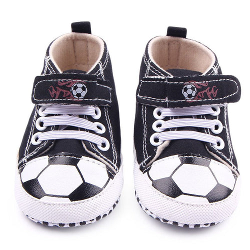 HOT Toddler Infantil Boys Girls Football Pattern Crib Shoes Sneaker Kid Lace-Up Soft Sole Baby Shoes Prewalker NW