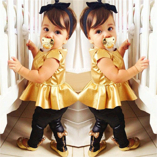 Hot Baby Girls Kids Shirt Dress Legging Pants Casual Clothes Sets Suit Outfits NW