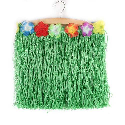 Hot Hawaiian Kids Costume Hula Grass Skirt Flower Wristband Beach Party Skirt NW