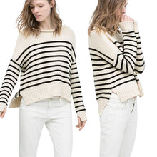 Hot New Brand Women Sweater Long Sleeve Pullover Striped Sweater Knitted Shirt Jumper Sweaters NW