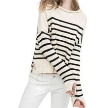 Hot New Brand Women Sweater Long Sleeve Pullover Striped Sweater Knitted Shirt Jumper Sweaters NW