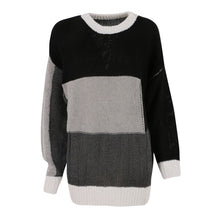 Hot New Casual Women Ladies Geometric Long Sleeve Sweater Knitted Pullover Round Neck Sweaters NW