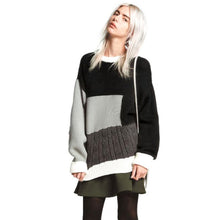 Hot New Casual Women Ladies Geometric Long Sleeve Sweater Knitted Pullover Round Neck Sweaters NW