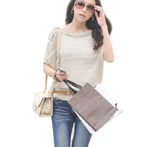 Hot Women Batwing Sleeve Hollow Out Crochet Knit Knitwear Tops Sweater Blouse Pullover NW