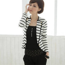 Hot Women Slim Short Jacket Ladies White Striped Coat One Button Long Sleeve Outerwear Suit JacketsHG NW