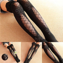 Hot Womens Lady Sexy Grid Lace Knee High Socks Black Floral Thigh-High Stockings NW