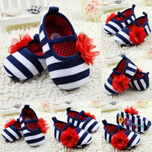 Infant Toddler Stripe Flower Crib Shoes Soft Sole Kid Girls Baby Shoes Prewalker NW