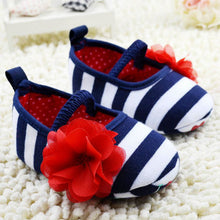 Infant Toddler Stripe Flower Crib Shoes Soft Sole Kid Girls Baby Shoes Prewalker NW