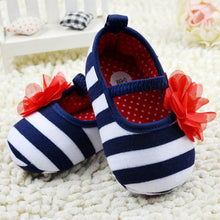 Infant Toddler Stripe Flower Crib Shoes Soft Sole Kid Girls Baby Shoes Prewalker NW