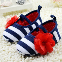 Infant Toddler Stripe Flower Crib Shoes Soft Sole Kid Girls Baby Shoes Prewalker NW