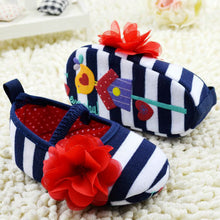 Infant Toddler Stripe Flower Crib Shoes Soft Sole Kid Girls Baby Shoes Prewalker NW