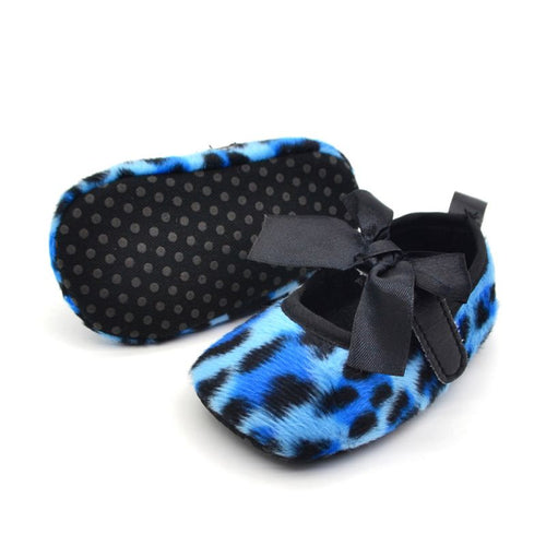 Infants Girs Princess Bowknot Ribbon Soft SoleCrib Shoe Leopard Prewalkers Shoes 0-18 M NW