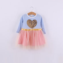 Kid Baby Girls Lace Party Dresses Long Sleeve 3D Heart Tulle Tutu Dress 2-7Y New NW