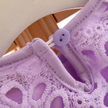 Kid Gilrs Ripple Stripe Organza Dress Hollow Lace Floral Long Sleeve Dress NW