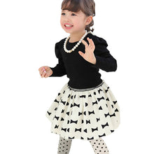 Kid Girls Long Sleeve Shirt Bow-knot Dress Kerchief 3PC Set Outfits Clothes 1-5Y NW