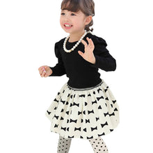 Kid Girls Long Sleeve Shirt Bow-knot Dress Kerchief 3PC Set Outfits Clothes 1-5Y NW