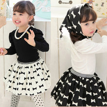 Kid Girls Long Sleeve Shirt Bow-knot Dress Kerchief 3PC Set Outfits Clothes 1-5Y NW