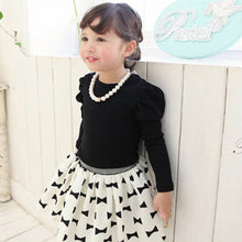 Kid Girls Long Sleeve Shirt Bow-knot Dress Kerchief 3PC Set Outfits Clothes 1-5Y NW
