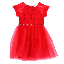 Kid Girls One Piece Party Holiday Dress Red Lace Tulle Gauze Tutu Dress 2-6 Years FD28 NW
