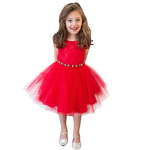 Kid Girls One Piece Party Holiday Dress Red Lace Tulle Gauze Tutu Dress 2-6 Years FD28 NW