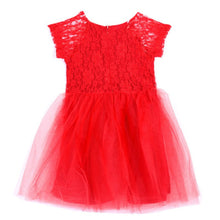 Kid Girls One Piece Party Holiday Dress Red Lace Tulle Gauze Tutu Dress 2-6 Years FD28 NW