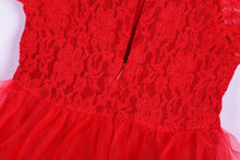 Kid Girls One Piece Party Holiday Dress Red Lace Tulle Gauze Tutu Dress 2-6 Years FD28 NW