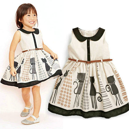 Kids Baby Girl Sleeveless Vest Tutu Dress Cartoon Animal Print Tulle Dress Wholesale NW