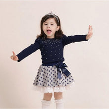 Kids Baby Girls 2PCS Clothing Sets Long Sleeve T-shirts Tops Polka Dots Mini Skirts Clothes Set Costume NW