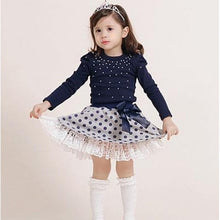 Kids Baby Girls 2PCS Clothing Sets Long Sleeve T-shirts Tops Polka Dots Mini Skirts Clothes Set Costume NW