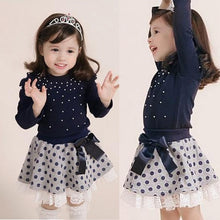 Kids Baby Girls 2PCS Clothing Sets Long Sleeve T-shirts Tops Polka Dots Mini Skirts Clothes Set Costume NW