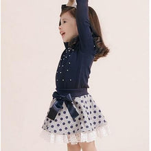 Kids Baby Girls 2PCS Clothing Sets Long Sleeve T-shirts Tops Polka Dots Mini Skirts Clothes Set Costume NW