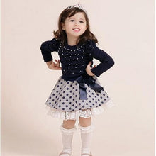 Kids Baby Girls 2PCS Clothing Sets Long Sleeve T-shirts Tops Polka Dots Mini Skirts Clothes Set Costume NW