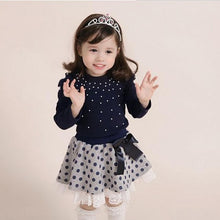 Kids Baby Girls 2PCS Clothing Sets Long Sleeve T-shirts Tops Polka Dots Mini Skirts Clothes Set Costume NW