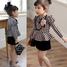 Kids Baby Girls Long Sleeve Houndstooth Necklace Flower Pageant Tutu Dress NW