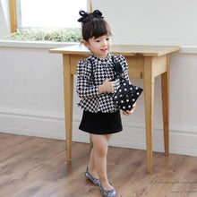 Kids Baby Girls Long Sleeve Houndstooth Necklace Flower Pageant Tutu Dress NW
