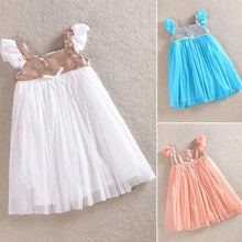 Kids Baby Girls One Piece Dress Ruffled Sleeve Sequins Pleated Dresses 1-5 Years NW