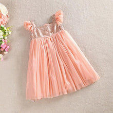 Kids Baby Girls One Piece Dress Ruffled Sleeve Sequins Pleated Dresses 1-5 Years NW