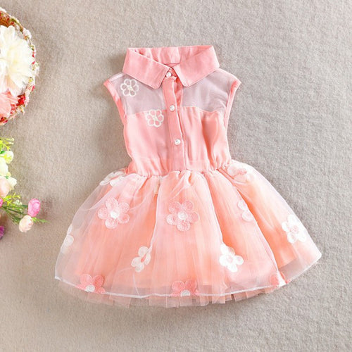 Kids Gilrs Chiffon Cute Floral Dress Princess One Piece Formal Party Dress 1-4Y NW