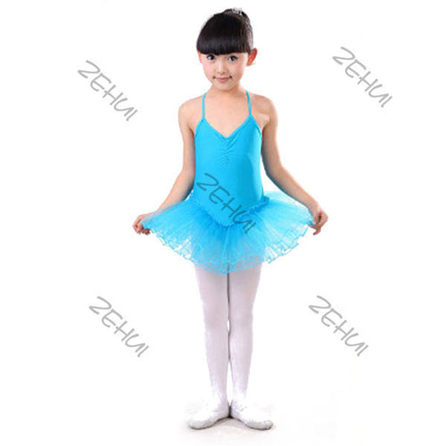 Kids Girl Ballet Dancewear Tranning Dance Skirt Tutu Strap Dress Leotard 3-12Y NW