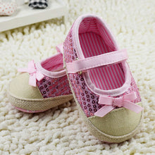 Kids Girls Bowknot Bling Sequin Baby Shoes Infant Prewalker Toddler Crib Shoes NW