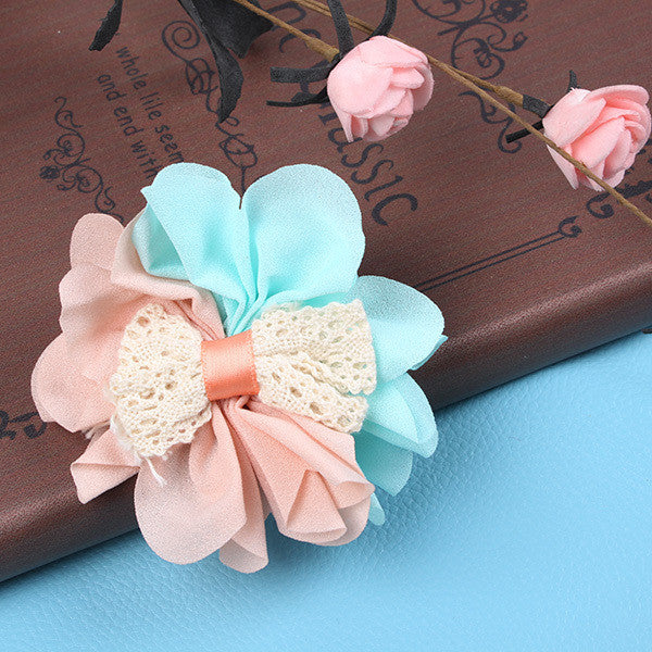 Kids Hair Pin Girls Gauze Flower Bowknot Bi-color Headwear Hair Clip 2 Pattern Free ping NW